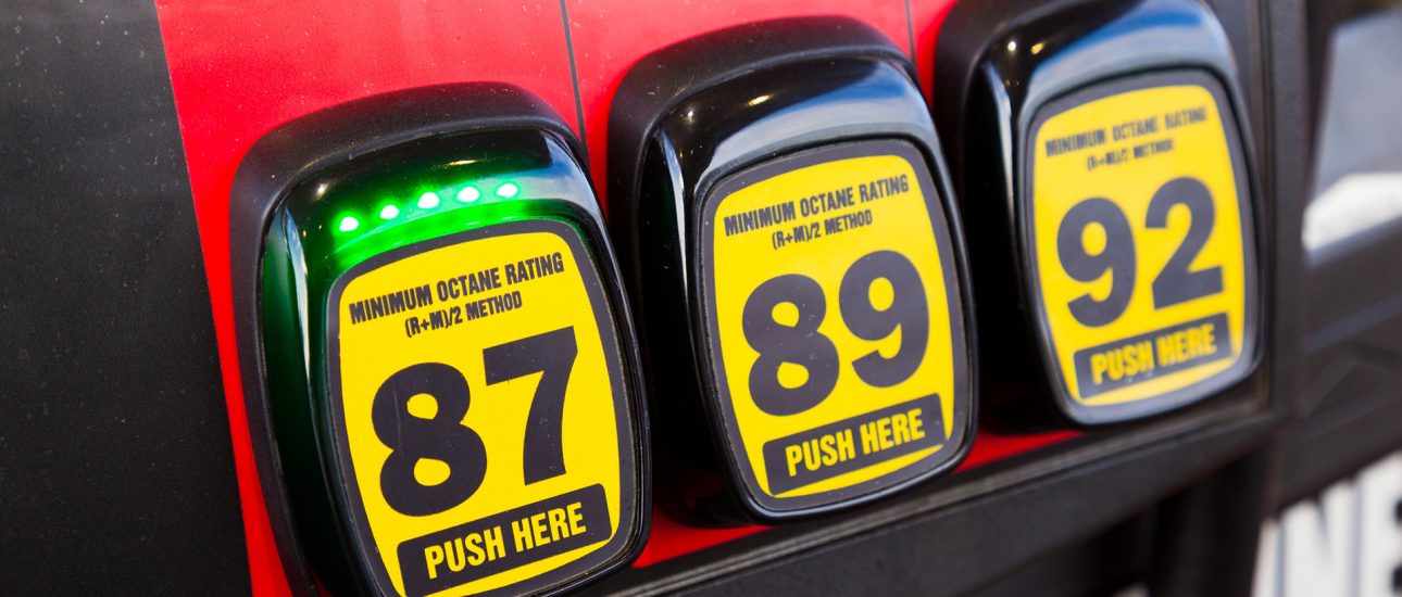 Gas station fuel pump octane