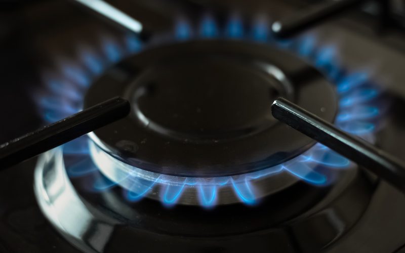 Blue flame of gas stove