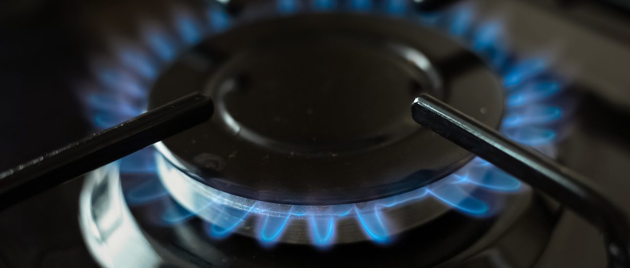 Blue flame of gas stove