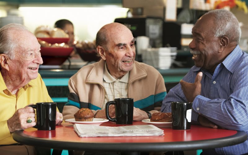 Senior citizens enjoying breakfast