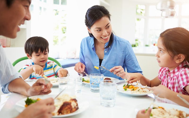 Family eating dinner