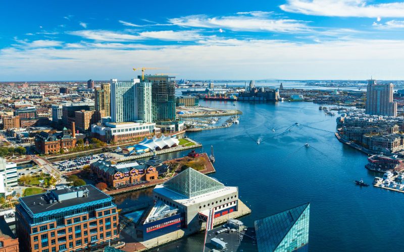 Baltimore Aerial with Patapsco River / Waterfront