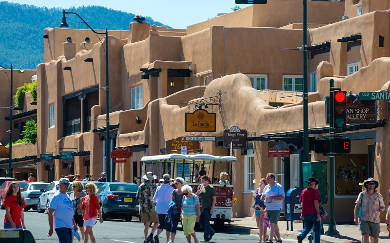 Santa Fe New Mexico Street with Pedestrians