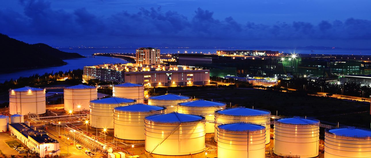 Oil tank farm at port