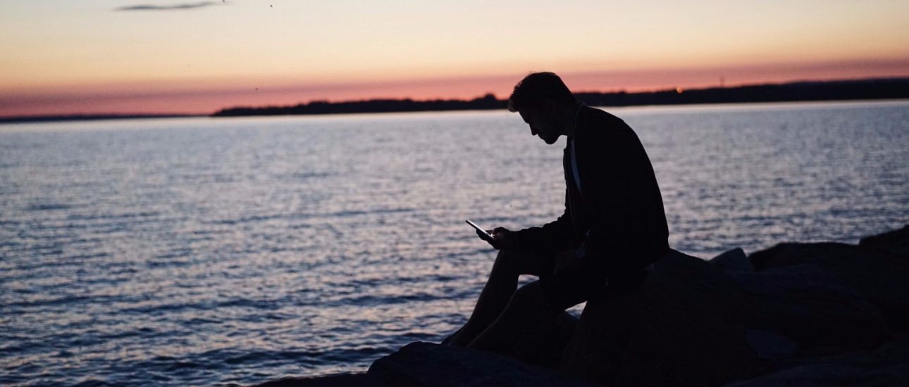 Sitting on the beach during sunset