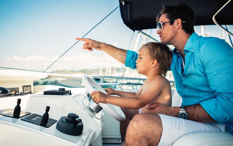 Father and Child on a Boat