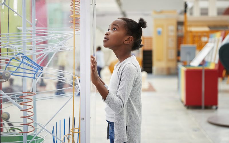 Young Girl Looking At Science Exhibit