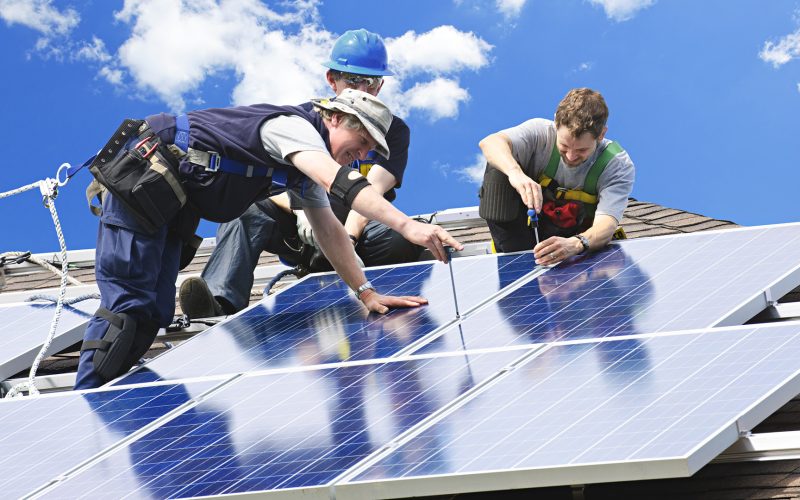 Solar panel installation on household