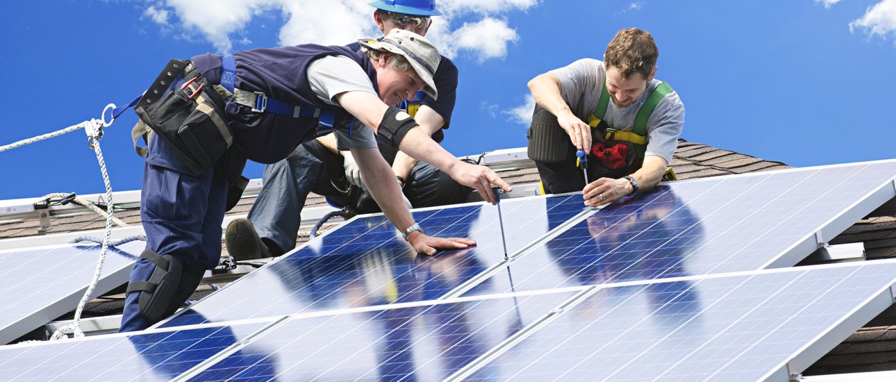 Solar panel installation on household