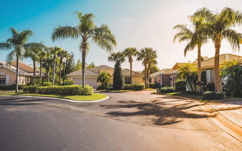 Community houses with palms, South Florida