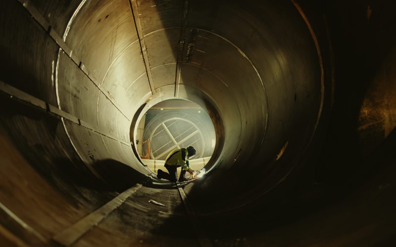 Welder Inside of Pipeline