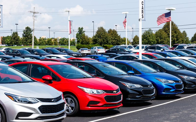 Cars on a dealer lot