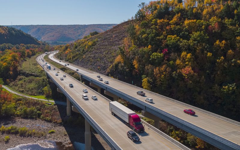 The high bridge at the Pennsylvania Turnpike.