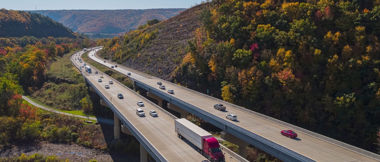 The high bridge at the Pennsylvania Turnpike.